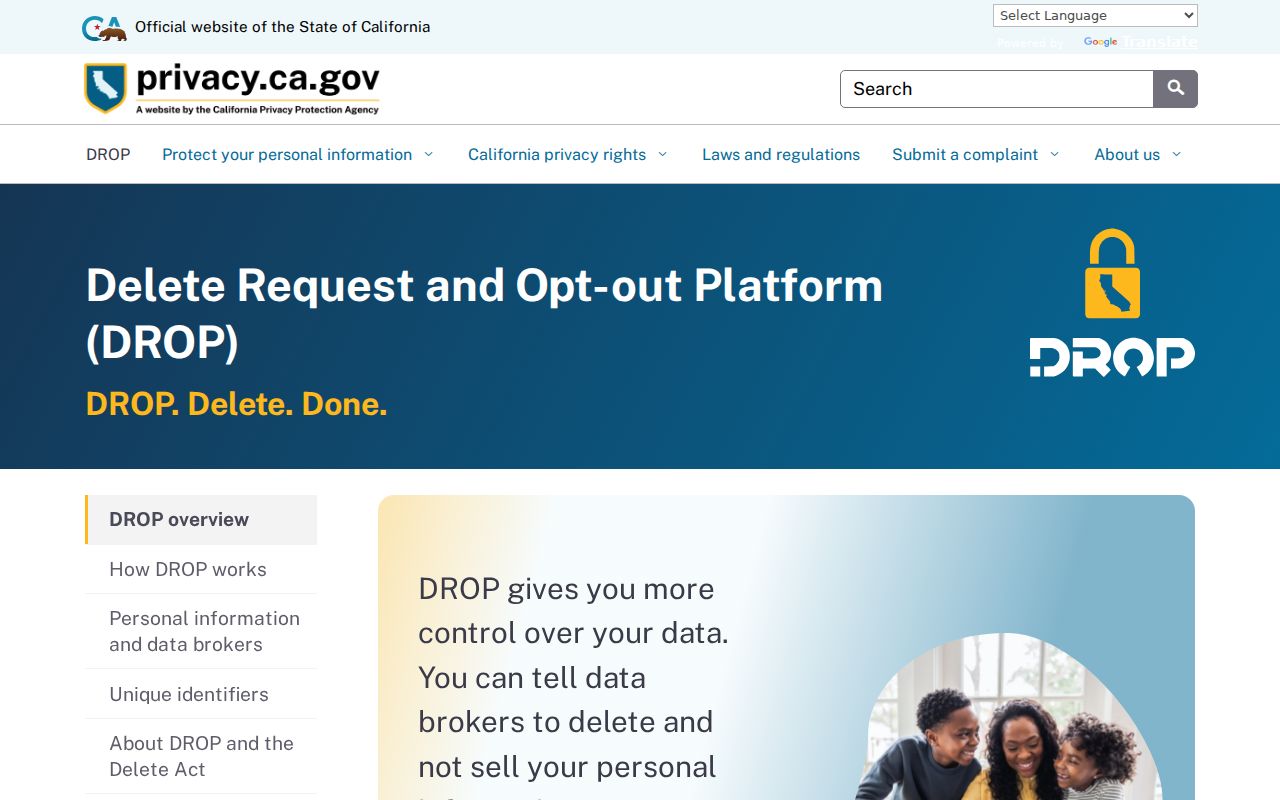 Alameda County neighbors California DROP privacy portal