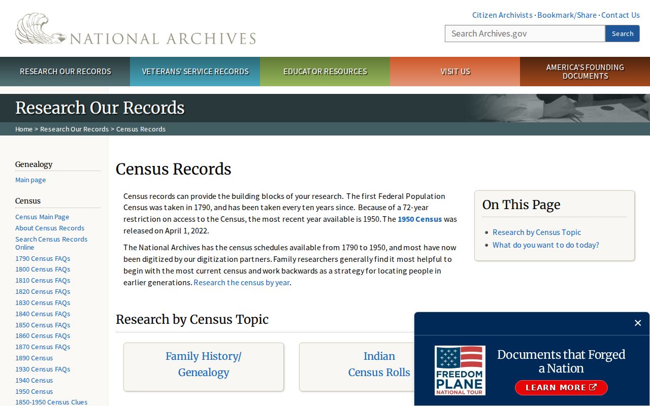 Alameda County previous residents federal census research