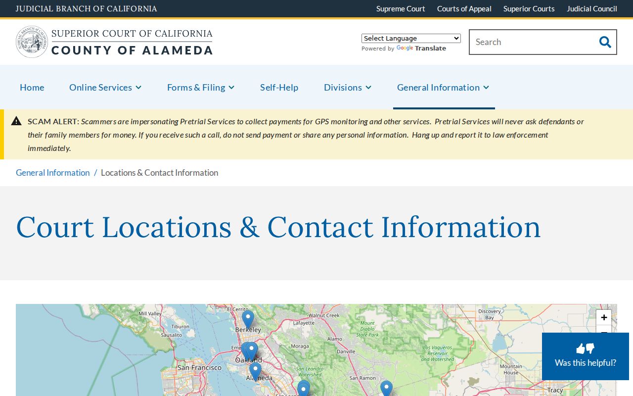 Alameda County resident lookup court locations and clerk contacts