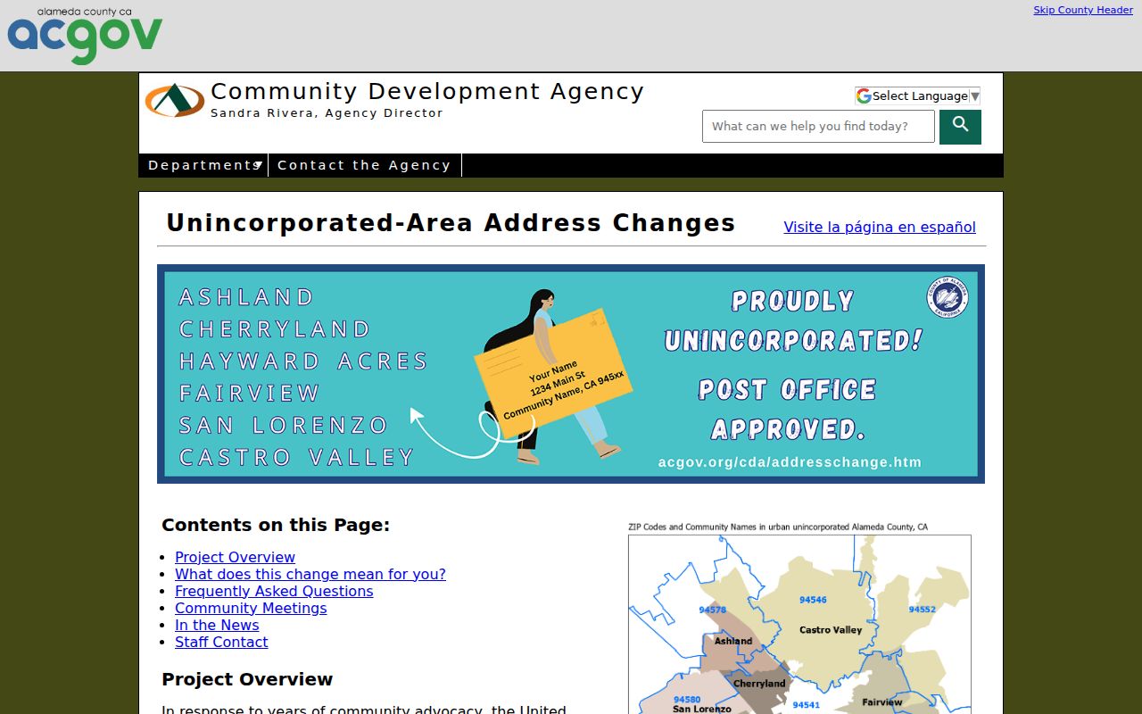 Alameda County ZIP code directory 2025 community place-name correction